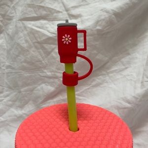 SHEIN red silicone straw cover cap for Stanley Cup. Straw topper. One size.